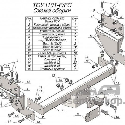 Фаркоп Лидер Плюс I101F IVECO Daily 2014