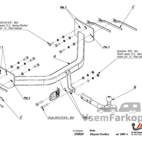 Фаркоп IMIOLA CH024 Chrysler Pacifica 2003