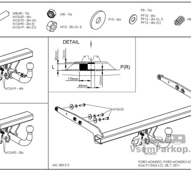 Фаркоп GALIA F115A Ford Mondeo 2007