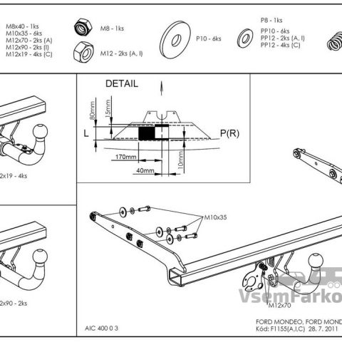 Фаркоп GALIA F115A Ford Mondeo 2007
