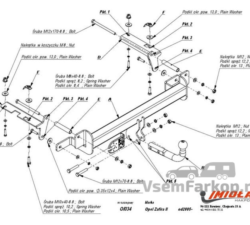 Фаркоп IMIOLA O034 Opel Zafira B 2005
