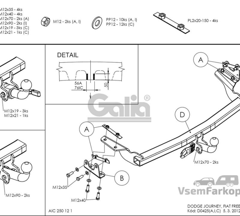 Фаркоп GALIA D042C Dodge Journey 2008