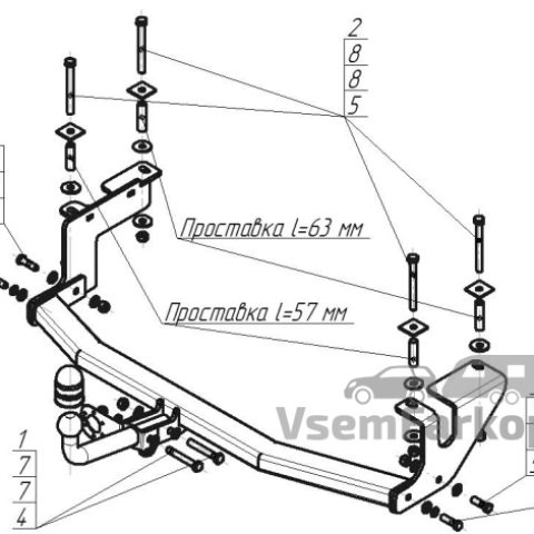 Фаркоп Motodor 90703A Ford EcoSport 2014