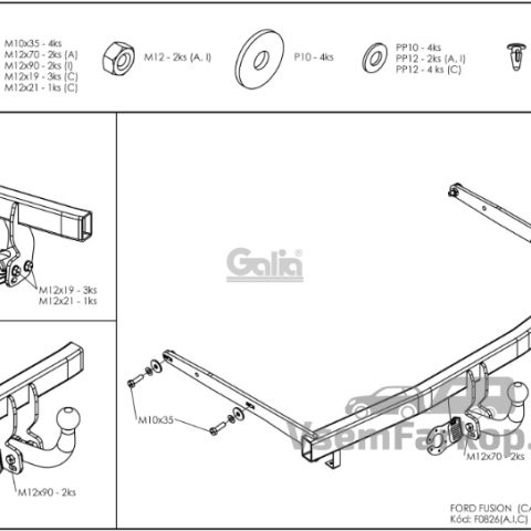Фаркоп GALIA F082C Ford Fusion 2002