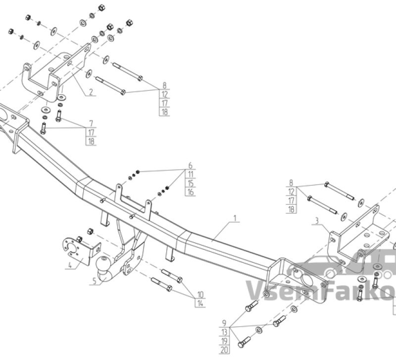 Фаркоп AvtoS HY35 Hyundai IX55 2008
