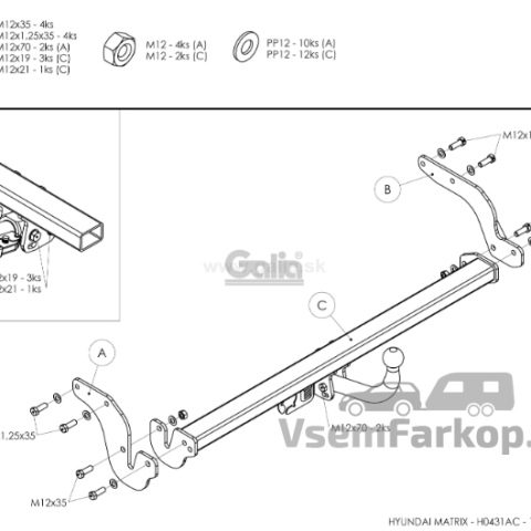 Фаркоп GALIA H043A Hyundai Matrix 2001