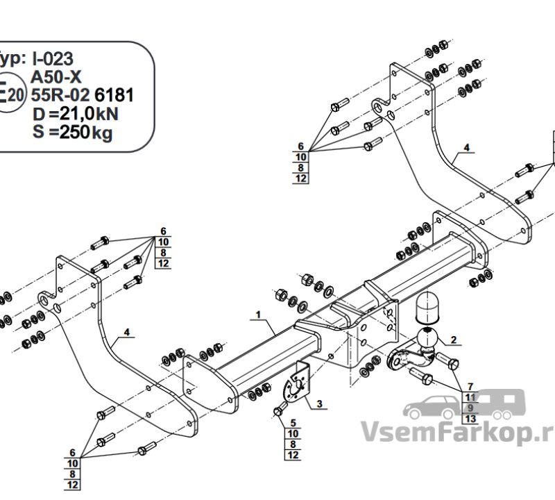 Фаркоп Steinhof I023 IVECO Daily 2014