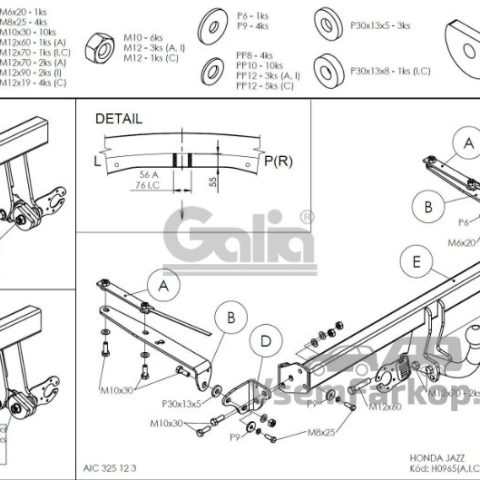 Фаркоп GALIA H096A Honda Jazz 2014