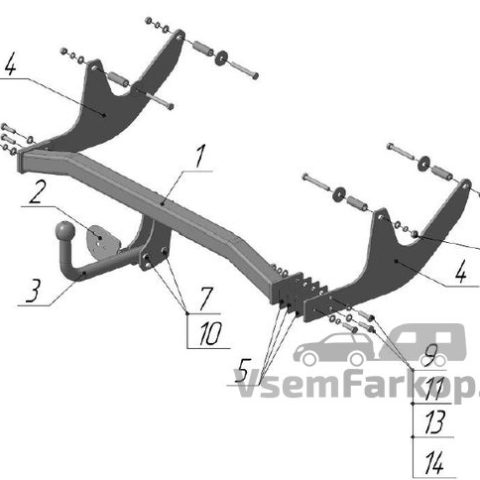 Фаркоп AvtoS RN03 Dacia Logan 2005