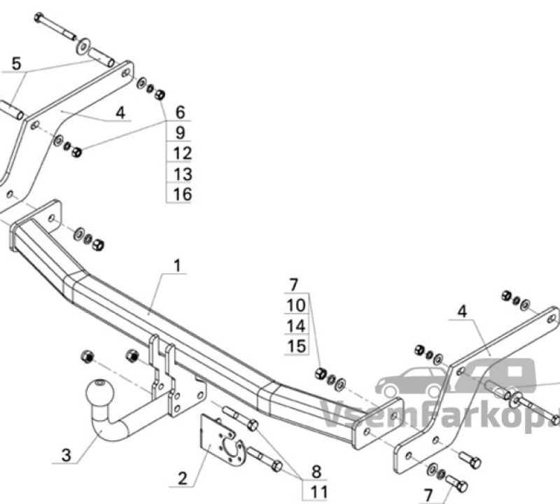 Фаркоп AvtoS RN11 Dacia Sandero (Stepway) 2012