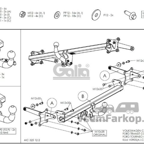 Фаркоп GALIA V090C Ford Transit Connect 2022